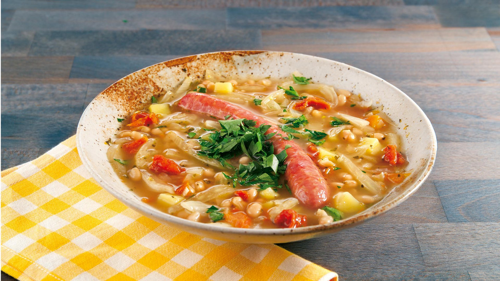 Weiße-Bohnen-Suppe mit Mettwürstchen Rezept | tegut...